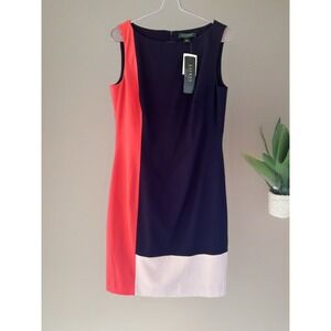 Lauren Ralph Lauren Size-10 Womens Dress Color Block Multicolor Sleeveless